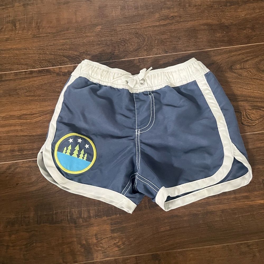 Hanna Andersson Navy Blue Kids Swim Trunks with White Trim Size 80